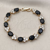 Pulsera Tennis 03.283.0512.07 Oro Laminado, con Zirconia Cubica Negro y Blanca, Pulido, Tono Dorado (Grosor 08.7 MM, 7 Pulgadas de Largo)