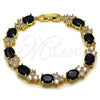 Pulsera Tennis 03.283.0512.07 Oro Laminado, con Zirconia Cubica Negro y Blanca, Pulido, Tono Dorado (Grosor 08.7 MM, 7 Pulgadas de Largo)