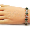 Pulsera Tennis 03.283.0513.07 Oro Laminado, Diseño de Cluster, con Verde and Blanca Zirconia Cubica, Pulido, Tono Dorado (12 MM Thickness, 8 Inches Length)