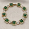 Pulsera Tennis 03.283.0513.07 Oro Laminado, Diseño de Cluster, con Verde and Blanca Zirconia Cubica, Pulido, Tono Dorado (12 MM Thickness, 8 Inches Length)