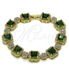 Pulsera Tennis 03.283.0513.07 Oro Laminado, Diseño de Cluster, con Verde and Blanca Zirconia Cubica, Pulido, Tono Dorado (12 MM Thickness, 8 Inches Length)