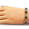 Pulsera Tennis 03.283.0513.1.07 Oro Laminado, Diseño de Cluster, con Zafiro Azul and Blanca Zirconia Cubica, Pulido, Tono Dorado (12 MM Thickness, 8 Inches Length)