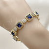 Pulsera Tennis 03.283.0513.1.07 Oro Laminado, Diseño de Cluster, con Zafiro Azul and Blanca Zirconia Cubica, Pulido, Tono Dorado (12 MM Thickness, 8 Inches Length)