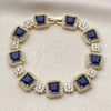 Pulsera Tennis 03.283.0513.1.07 Oro Laminado, Diseño de Cluster, con Zafiro Azul and Blanca Zirconia Cubica, Pulido, Tono Dorado (12 MM Thickness, 8 Inches Length)