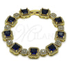 Pulsera Tennis 03.283.0513.1.07 Oro Laminado, Diseño de Cluster, con Zafiro Azul and Blanca Zirconia Cubica, Pulido, Tono Dorado (12 MM Thickness, 8 Inches Length)