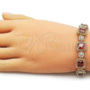 Pulsera Tennis 03.283.0513.2.07 Oro Laminado, Diseño de Cluster, con Granate and Blanca Zirconia Cubica, Pulido, Tono Dorado (12 MM Thickness, 8 Inches Length)