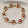 Pulsera Tennis 03.283.0513.2.07 Oro Laminado, Diseño de Cluster, con Granate and Blanca Zirconia Cubica, Pulido, Tono Dorado (12 MM Thickness, 8 Inches Length)