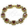 Pulsera Tennis 03.283.0513.2.07 Oro Laminado, Diseño de Cluster, con Granate and Blanca Zirconia Cubica, Pulido, Tono Dorado (12 MM Thickness, 8 Inches Length)