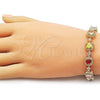 Pulsera Tennis 03.283.0514.07 Oro Laminado, Diseño de Cluster, con Multicolor and Blanca Zirconia Cubica, Mate, Tono Dorado (Thickness, 8 Inches Length)