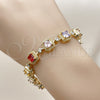 Pulsera Tennis 03.283.0514.07 Oro Laminado, Diseño de Cluster, con Multicolor and Blanca Zirconia Cubica, Mate, Tono Dorado (Thickness, 8 Inches Length)