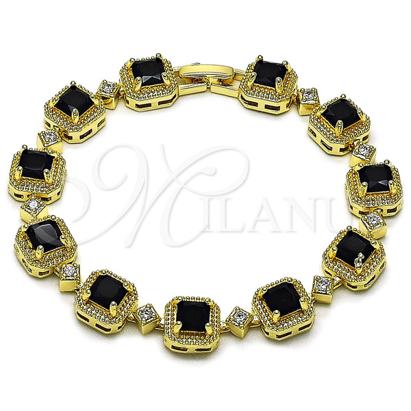 Pulsera Tennis 03.283.0514.07 Oro Laminado, Diseño de Cluster, con Multicolor and Blanca Zirconia Cubica, Mate, Tono Dorado (Thickness, 8 Inches Length)