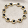 Pulsera Tennis 03.283.0514.1.07 Oro Laminado, Diseño de Cluster, con Negro and Blanca Zirconia Cubica, Mate, Tono Dorado (Thickness, 8 Inches Length)