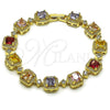 Pulsera Tennis 03.283.0514.1.07 Oro Laminado, Diseño de Cluster, con Negro and Blanca Zirconia Cubica, Mate, Tono Dorado (Thickness, 8 Inches Length)