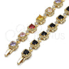 Pulsera Tennis 03.283.0514.1.07 Oro Laminado, Diseño de Cluster, con Negro and Blanca Zirconia Cubica, Mate, Tono Dorado (Thickness, 8 Inches Length)