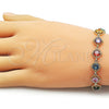Pulsera Tennis 03.283.0515.07 Oro Laminado, con Multicolor Zirconia Cubica, Pulido, Tono Dorado (10 MM Thickness, 7 Inches Length)