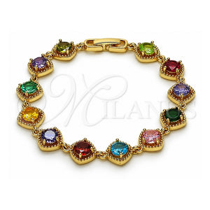 Pulsera Tennis 03.283.0515.07 Oro Laminado, con Multicolor Zirconia Cubica, Pulido, Tono Dorado (10 MM Thickness, 7 Inches Length)