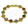Pulsera Tennis 03.283.0515.07 Oro Laminado, con Multicolor Zirconia Cubica, Pulido, Tono Dorado (10 MM Thickness, 7 Inches Length)
