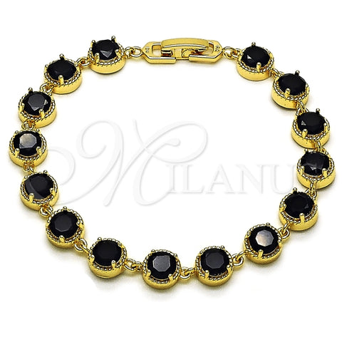 Pulsera Tennis 03.283.0516.1.07 Oro Laminado, con Zirconia Cubica Negro, Pulido, Dorado