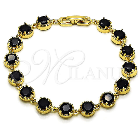 Pulsera Tennis 03.283.0516.1.07 Oro Laminado, con Negro Zirconia Cubica, Pulido, Tono Dorado (08 MM Thickness, 8 Inches Length)