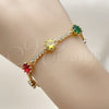 Pulsera Tennis 03.283.0518.07 Oro Laminado, con Multicolor and Blanca Zirconia Cubica, Pulido, Tono Dorado (Thickness, 7 Inches Length)
