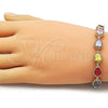 Pulsera Tennis 03.283.0519.07 Oro Laminado, Diseño de Gota, con Multicolor Zirconia Cubica, Diamantado, Tono Dorado (09 MM Thickness, 7 Inches Length)