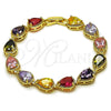 Pulsera Tennis 03.283.0519.07 Oro Laminado, Diseño de Gota, con Multicolor Zirconia Cubica, Diamantado, Tono Dorado (09 MM Thickness, 7 Inches Length)