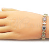 Pulsera Tennis 03.283.0521.08 Oro Laminado, Diseño de Cluster, con Multicolor and Blanca Zirconia Cubica, Pulido, Tono Dorado (Thickness, 8 Inches Length)