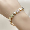 Pulsera Tennis 03.283.0521.08 Oro Laminado, Diseño de Cluster, con Multicolor and Blanca Zirconia Cubica, Pulido, Tono Dorado (Thickness, 8 Inches Length)