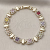 Pulsera Tennis 03.283.0521.08 Oro Laminado, Diseño de Cluster, con Multicolor and Blanca Zirconia Cubica, Pulido, Tono Dorado (Thickness, 8 Inches Length)
