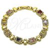 Pulsera Tennis 03.283.0521.08 Oro Laminado, Diseño de Cluster, con Multicolor and Blanca Zirconia Cubica, Pulido, Tono Dorado (Thickness, 8 Inches Length)