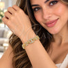 Pulsera Tennis 03.283.0523.07 Oro Laminado, Diseño de Puff Mariner y Mariner, con Zirconia Cubica Blanca, Pulido, Tono Dorado (Grosor 10 MM, 7 Pulgadas de Largo)