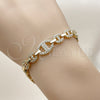 Pulsera Tennis 03.283.0523.07 Oro Laminado, Diseño de Puff Mariner y Mariner, con Zirconia Cubica Blanca, Pulido, Tono Dorado (Grosor 10 MM, 7 Pulgadas de Largo)
