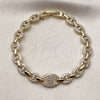 Pulsera Tennis 03.283.0523.07 Oro Laminado, Diseño de Puff Mariner y Mariner, con Zirconia Cubica Blanca, Pulido, Tono Dorado (Grosor 10 MM, 7 Pulgadas de Largo)