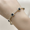 Pulsera Tennis 03.283.0524.1.07 Oro Laminado, Diseño de Corazón y Cluster, con Zirconia Cubica Negro y Blanca, Pulido, Tono Dorado (Grosor 09.7 MM, 8 Pulgadas de Largo)