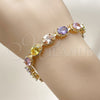 Pulsera Tennis 03.283.0525.07 Oro Laminado, con Multicolor Zirconia Cubica, Pulido, Tono Dorado (Thickness, 7 Inches Length)