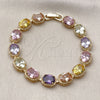 Pulsera Tennis 03.283.0525.07 Oro Laminado, con Multicolor Zirconia Cubica, Pulido, Tono Dorado (Thickness, 7 Inches Length)