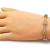 Pulsera Tennis 03.283.0526.07 Oro Laminado, Diseño de Cluster, con Multicolor and Blanca Zirconia Cubica, Pulido, Tono Dorado (Thickness, 8 Inches Length)