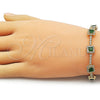Pulsera Tennis 03.283.0526.1.07 Oro Laminado, Diseño de Cluster, con Verde and Blanca Zirconia Cubica, Pulido, Tono Dorado (Thickness, 8 Inches Length)