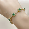 Pulsera Tennis 03.283.0526.1.07 Oro Laminado, Diseño de Cluster, con Verde and Blanca Zirconia Cubica, Pulido, Tono Dorado (Thickness, 8 Inches Length)