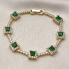 Pulsera Tennis 03.283.0526.1.07 Oro Laminado, Diseño de Cluster, con Verde and Blanca Zirconia Cubica, Pulido, Tono Dorado (Thickness, 8 Inches Length)