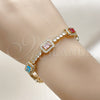 Pulsera Tennis 03.283.0529.07 Oro Laminado, Diseño de Cluster, con Multicolor and Blanca Zirconia Cubica, Pulido, Tono Dorado (Thickness, 7 Inches Length)