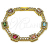 Pulsera Tennis 03.283.0529.07 Oro Laminado, Diseño de Cluster, con Multicolor and Blanca Zirconia Cubica, Pulido, Tono Dorado (Thickness, 7 Inches Length)