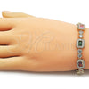 Pulsera Tennis 03.283.0530.07 Oro Laminado, Diseño de Baguette y Cluster, con Multicolor and Blanca Zirconia Cubica, Pulido, Tono Dorado (Thickness, 7 Inches Length)