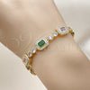 Pulsera Tennis 03.283.0530.07 Oro Laminado, Diseño de Baguette y Cluster, con Multicolor and Blanca Zirconia Cubica, Pulido, Tono Dorado (Thickness, 7 Inches Length)