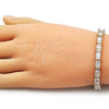 Pulsera Tennis 03.283.0531.07 Oro Laminado, Diseño de Baguette, con Blanca Zirconia Cubica, Pulido, Tono Dorado (Thickness, 7 Inches Length)