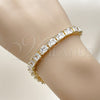 Pulsera Tennis 03.283.0531.07 Oro Laminado, Diseño de Baguette, con Blanca Zirconia Cubica, Pulido, Tono Dorado (Thickness, 7 Inches Length)