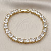 Pulsera Tennis 03.283.0531.07 Oro Laminado, Diseño de Baguette, con Blanca Zirconia Cubica, Pulido, Tono Dorado (Thickness, 7 Inches Length)