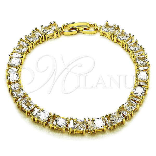Pulsera Tennis 03.283.0531.07 Oro Laminado, Diseño de Baguette, con Blanca Zirconia Cubica, Pulido, Tono Dorado (Thickness, 7 Inches Length)