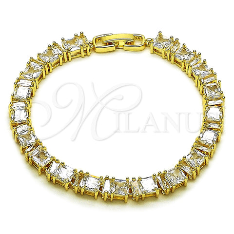 Pulsera Tennis 03.283.0531.07 Oro Laminado, Diseño de Baguette, con Blanca Zirconia Cubica, Pulido, Tono Dorado (Thickness, 7 Inches Length)