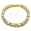 Pulsera Tennis 03.283.0531.07 Oro Laminado, Diseño de Baguette, con Blanca Zirconia Cubica, Pulido, Tono Dorado (Thickness, 7 Inches Length)